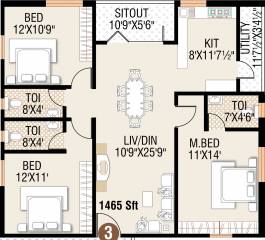Jaya Bharathi ADR Jaya Bharathi Heights (3BHK+3T (1,465 sq ft) 1465 sq ft)