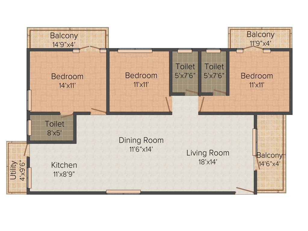 Saravana Esplanade (3BHK+3T (1,697 sq ft) 1697 sq ft)