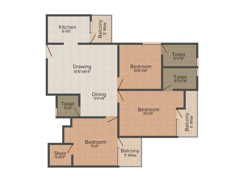 Royce Sentosa Parc (3BHK+3T (1,450 sq ft) 1450 sq ft)