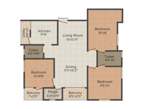 StepsStone Sri Dattatreyas (3BHK+3T (1,260 sq ft) + Pooja Room 1260 sq ft)