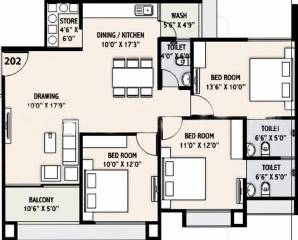 Saral Parivesh (3BHK+3T (1,575 sq ft) 1575 sq ft)