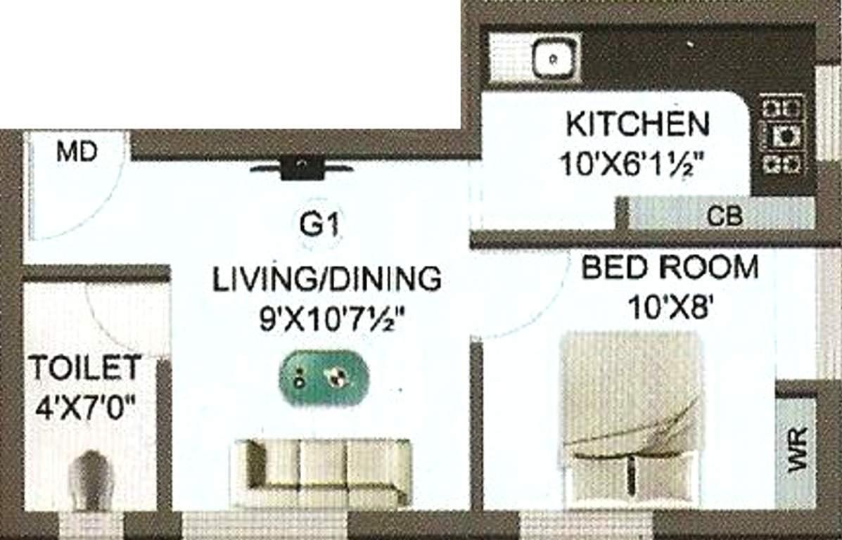 Edgepoint Prem Deepak (1BHK+1T (414 sq ft) 414 sq ft)