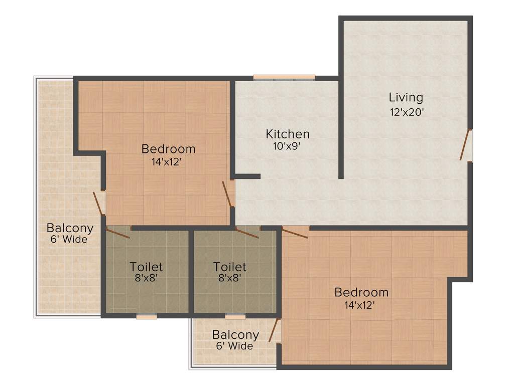 Shree Sai Victoria Heights (2BHK+2T (1,075 sq ft) 1075 sq ft)
