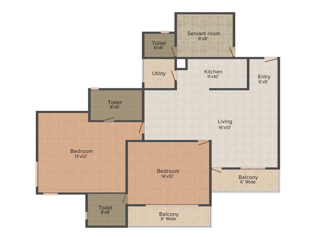 Shree Sai Victoria Heights (2BHK+2T (1,250 sq ft) + Servant Room 1250 sq ft)