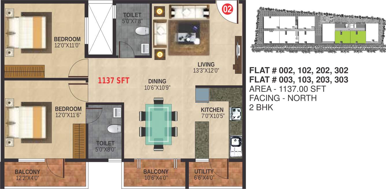 Nest Ashoka Nest (2BHK+2T (1,137 sq ft) 1137 sq ft)