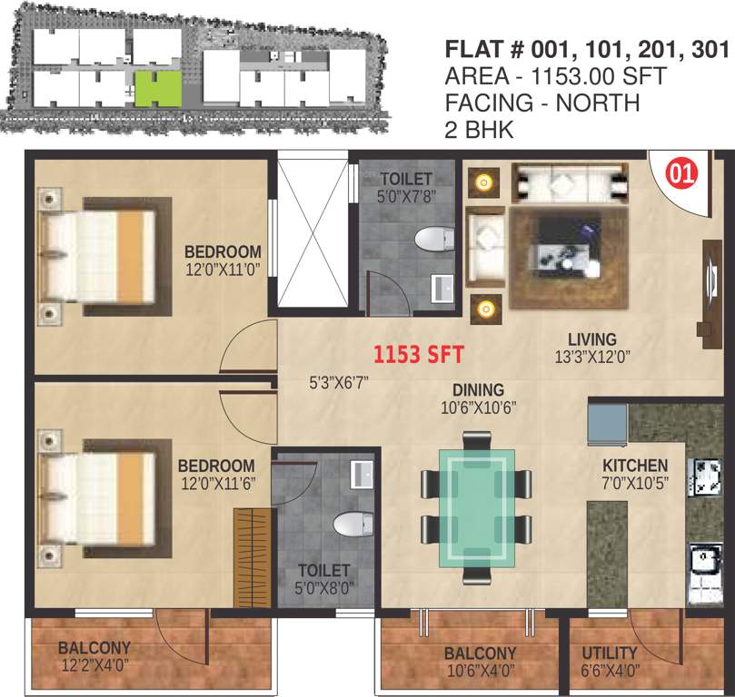 Nest Ashoka Nest (2BHK+2T (1,153 sq ft) 1153 sq ft)