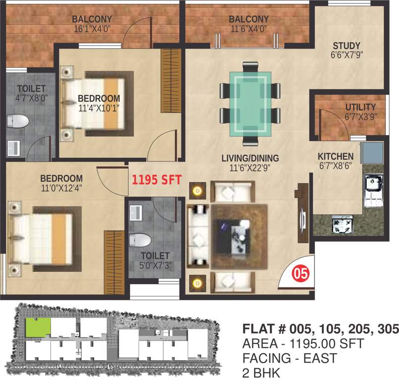 Nest Ashoka Nest (2BHK+2T (1,195 sq ft) 1195 sq ft)