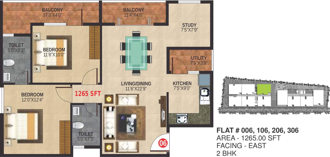 Nest Ashoka Nest (2BHK+2T (1,265 sq ft) 1265 sq ft)