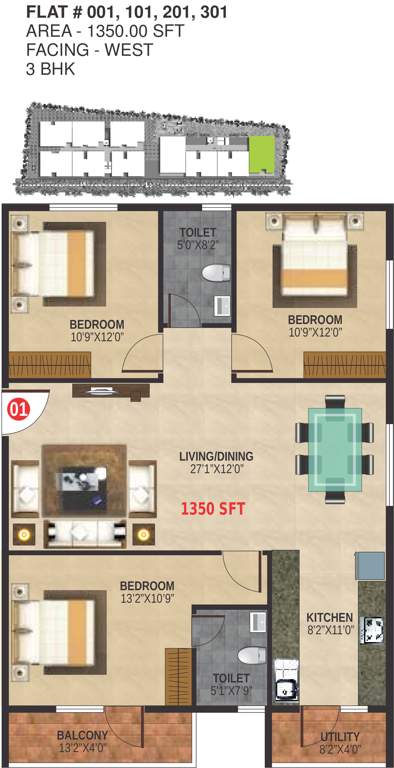 Nest Ashoka Nest (3BHK+2T (1,350 sq ft) 1350 sq ft)