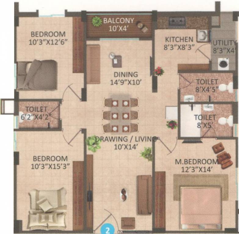 Mahalaxmi Usha Mahalaxmi (3BHK+3T (1,460 sq ft) 1460 sq ft)