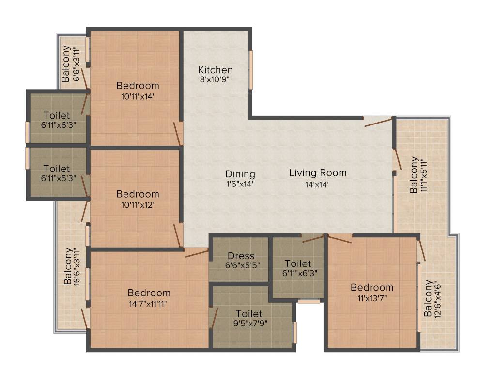 RPS Palms (4BHK+4T (1,620 sq ft) 1620 sq ft)