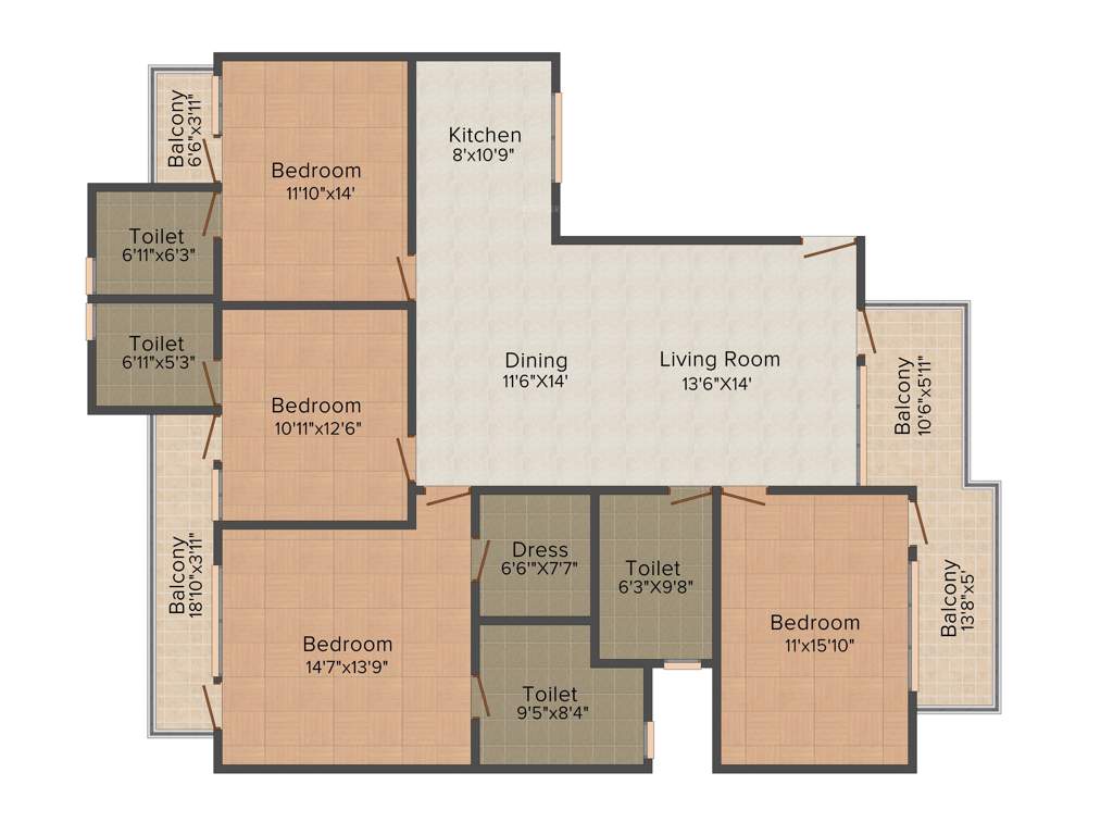 RPS Palms (4BHK+4T (1,695 sq ft) 1695 sq ft)