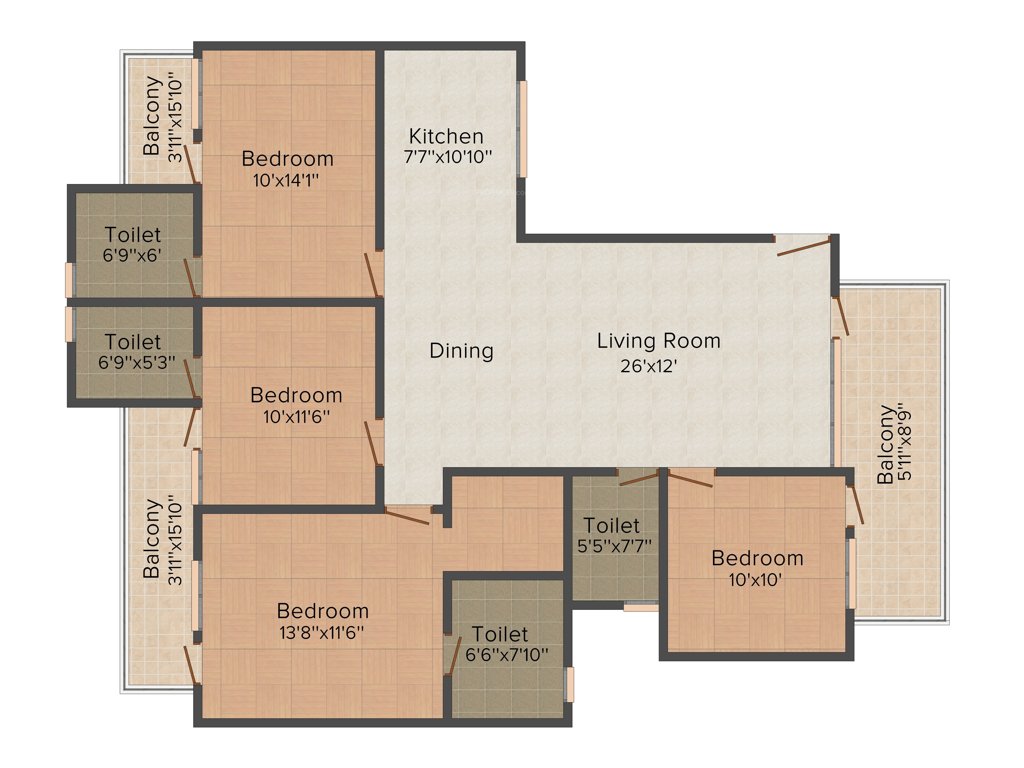 RPS Palms (4BHK+4T (1,805 sq ft) 1805 sq ft)