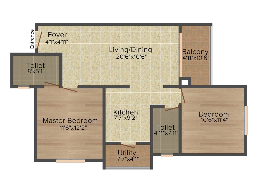 Skylark Royaume (2BHK+2T (1,045 sq ft) 1045 sq ft)