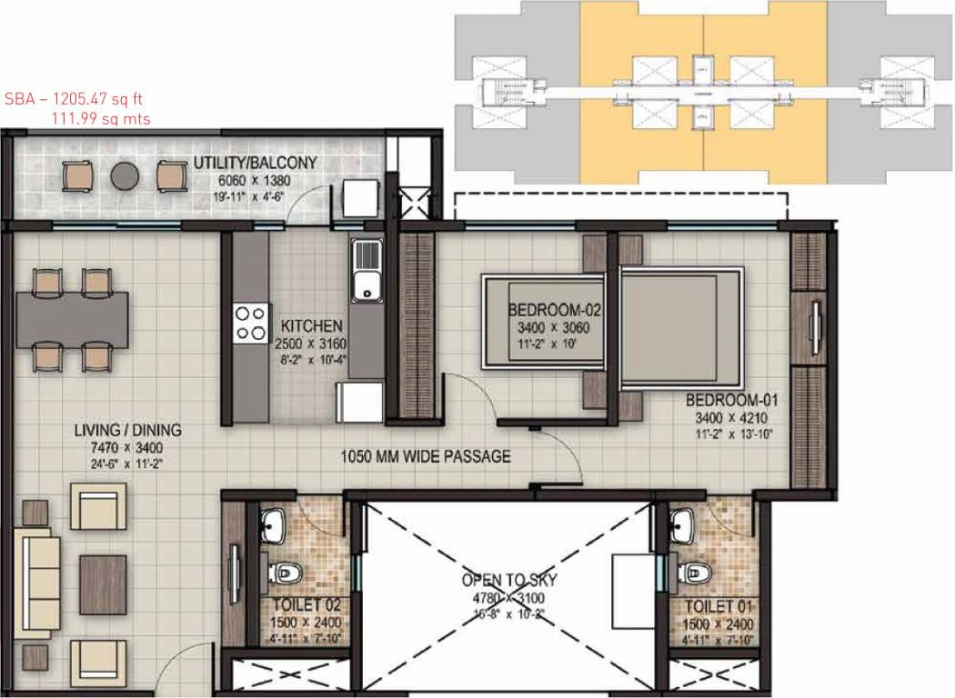 Sobha Tropical Greens At Dream Acres (2BHK+2T (1,205 sq ft) 1205 sq ft) Sobha Tropical Greens At Dream Acres (2BHK+2T (1,205 sq ft) 1205 sq ft)
