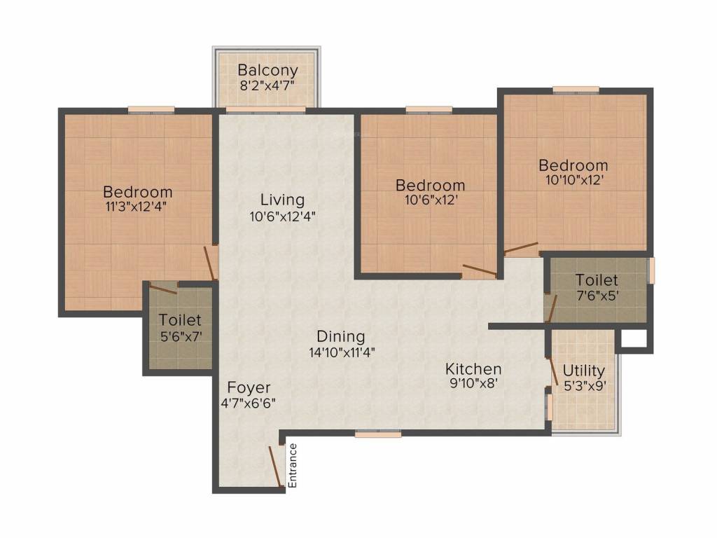 GR Brundavan (3BHK+3T (1,570 sq ft) 1570 sq ft)