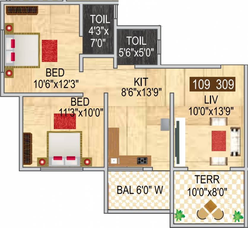 Shankeshwar Dreams (2BHK+2T (916 sq ft) 916 sq ft)
