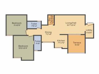Krishna Renaissance (2BHK+2T (990 sq ft) 990 sq ft)
