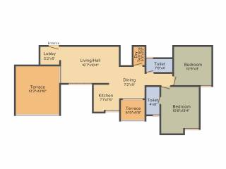 Krishna Renaissance (2BHK+2T (1,148 sq ft) 1148 sq ft)