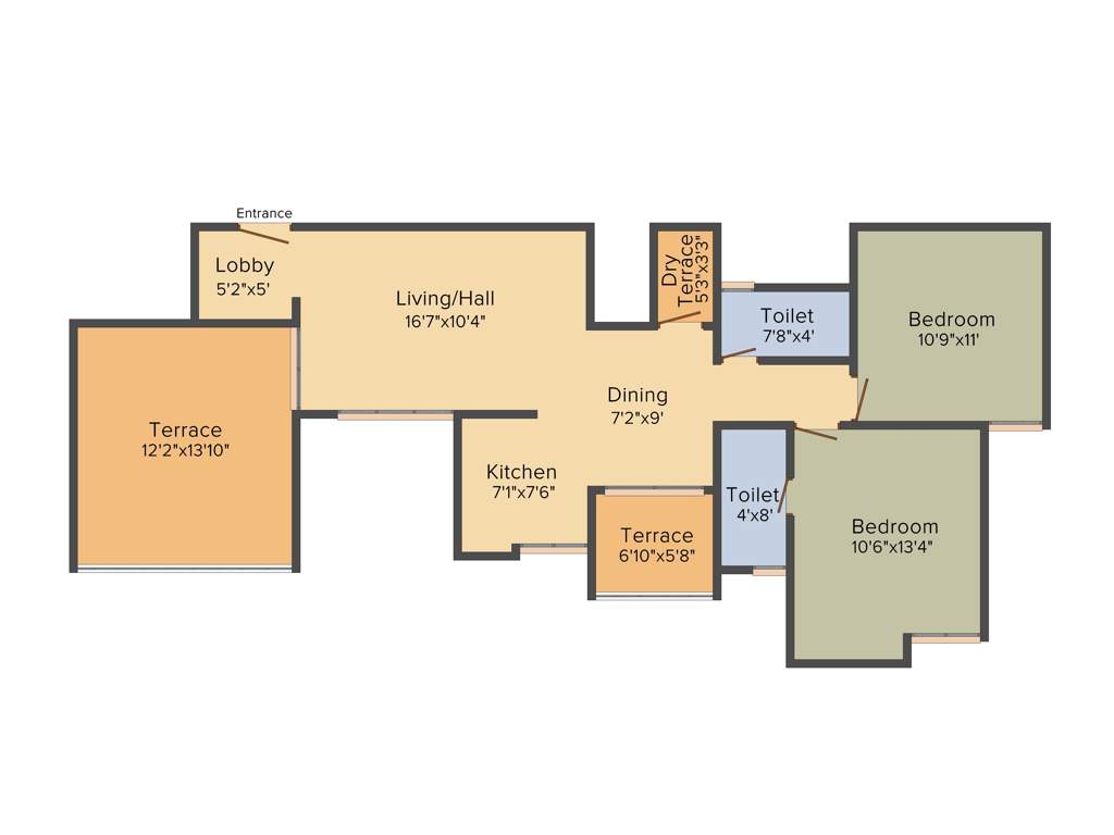 Krishna Renaissance (2BHK+2T (1,148 sq ft) 1148 sq ft)