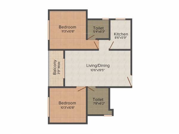 Fabulous Uno (2BHK+2T (929 sq ft) 929 sq ft) Fabulous Uno (2BHK+2T (929 sq ft) 929 sq ft)