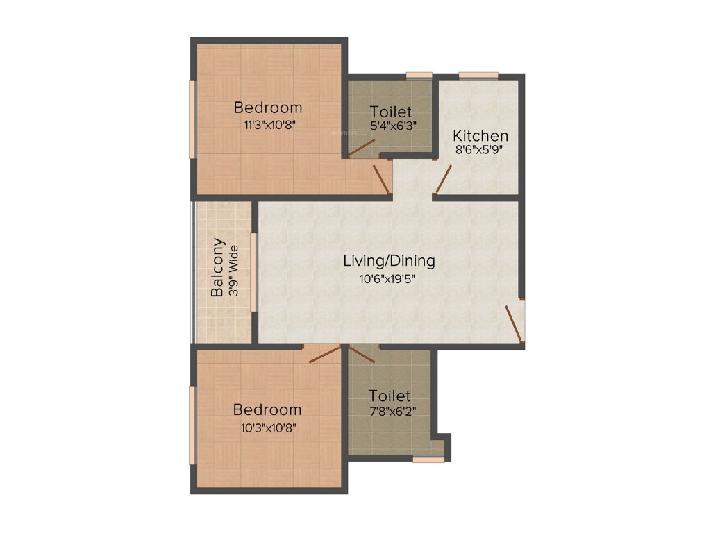 Fabulous Uno (2BHK+2T (929 sq ft) 929 sq ft)