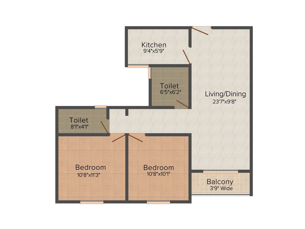 Fabulous Uno (2BHK+2T (998 sq ft) 998 sq ft)