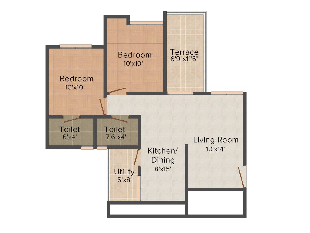 Venkatesh Spring Town (2BHK+2T (892 sq ft) 892 sq ft)