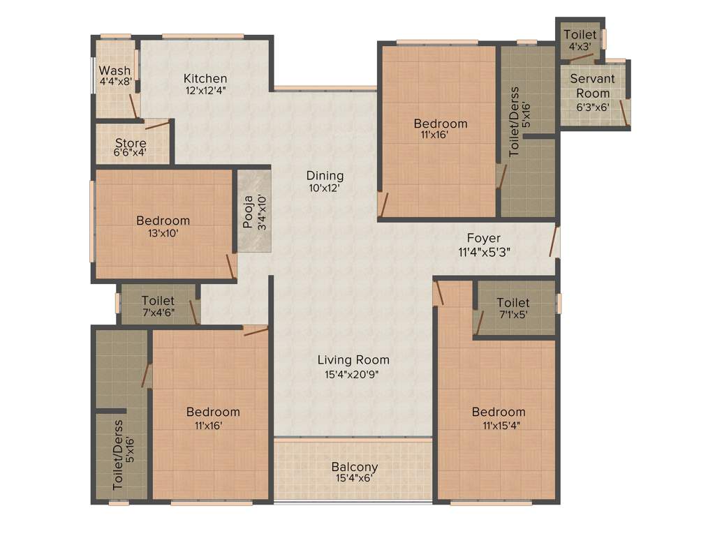Happy Home Celebrity Greens (4BHK+4T (3,148 sq ft) + Servant Room 3148 sq ft)