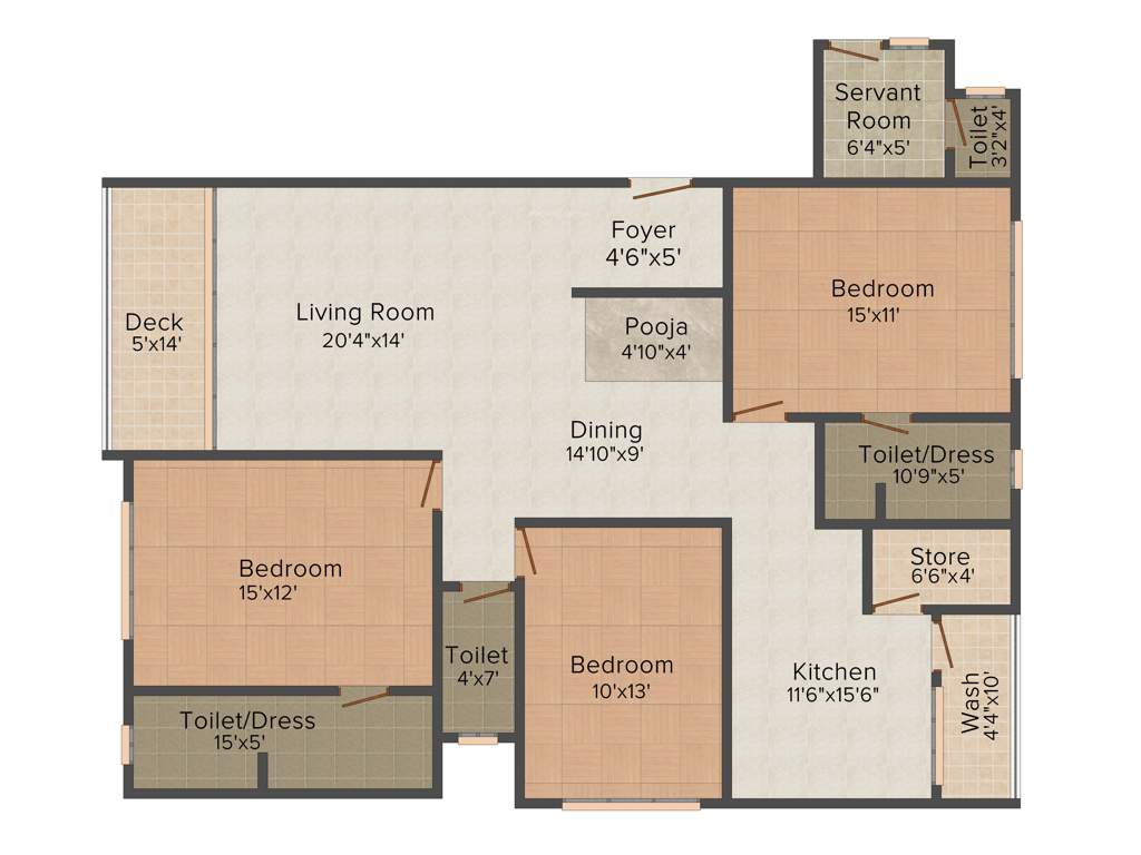 Happy Home Celebrity Greens (3BHK+3T (2,505 sq ft) + Servant Room 2505 sq ft)