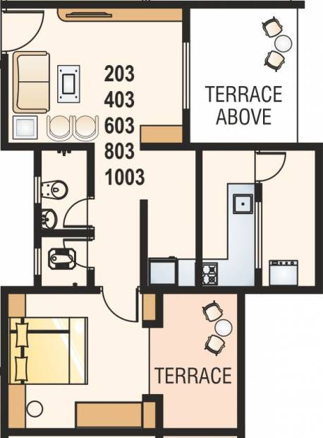 Maple Sai Krupa Residency (1BHK+1T (671 sq ft) 671 sq ft)