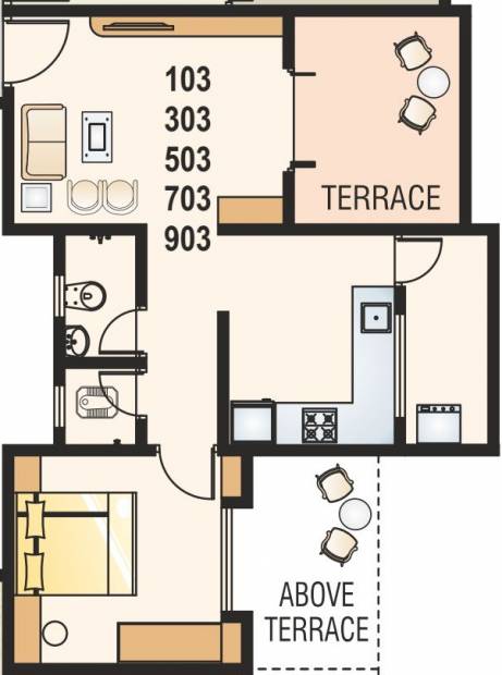 Maple Sai Krupa Residency (1BHK+1T (697 sq ft) 697 sq ft)