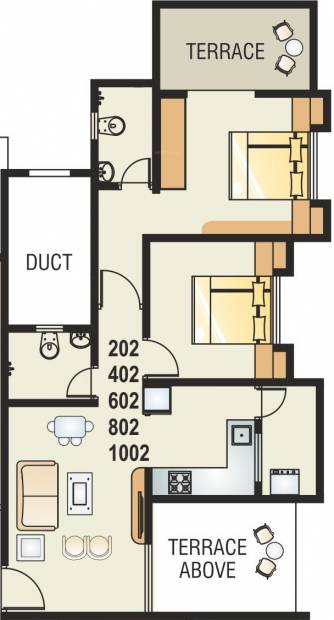 Maple Sai Krupa Residency (2BHK+2T (867 sq ft) 867 sq ft)