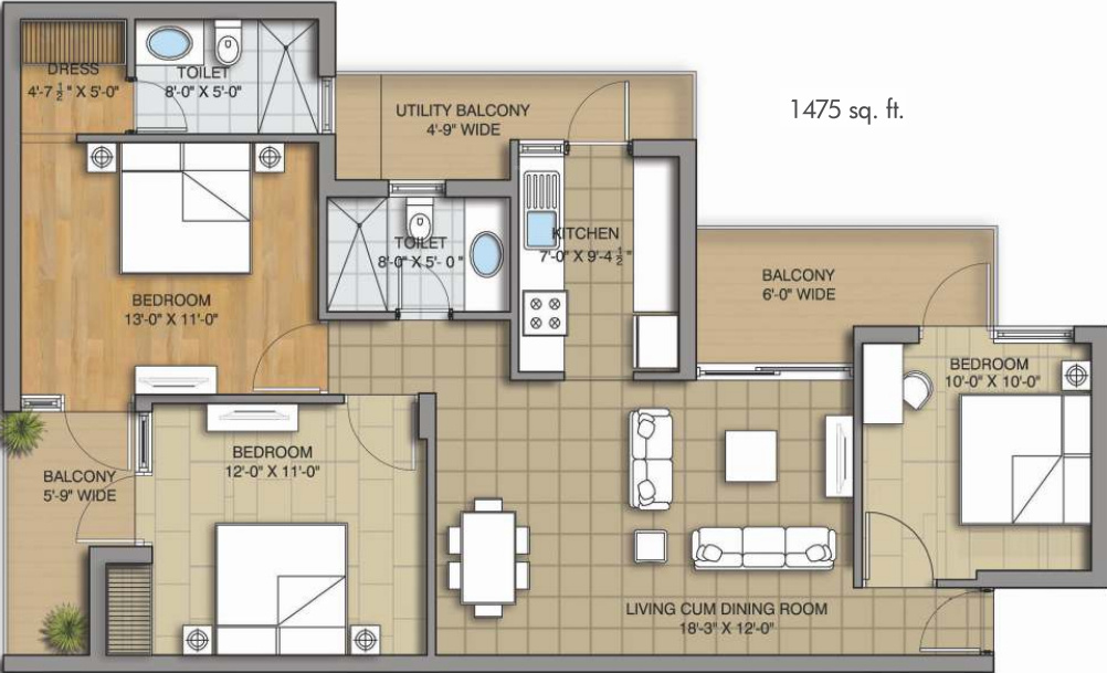 Sushma Grande Next (3BHK+2T (1,475 sq ft) 1475 sq ft) Sushma Grande Next (3BHK+2T (1,475 sq ft) 1475 sq ft)