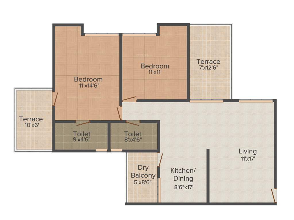 Venkatesh Spring Town (2BHK+2T (1,195 sq ft) 1195 sq ft)