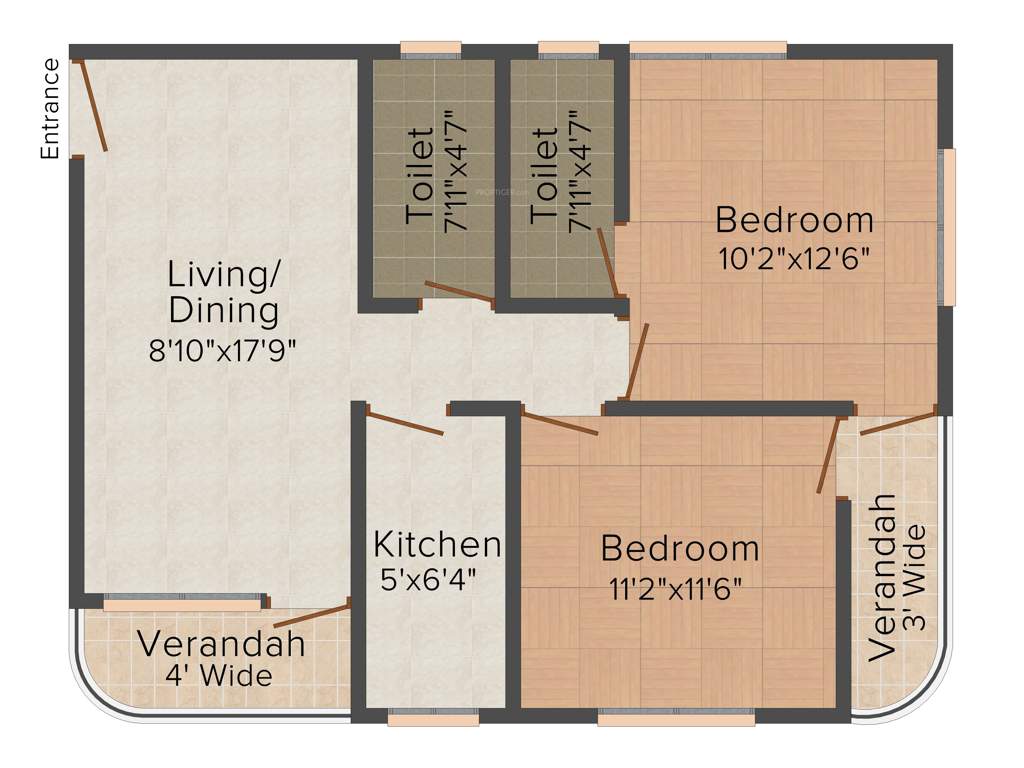 Orchid Gangour Residency (2BHK+2T (900 sq ft) 900 sq ft)