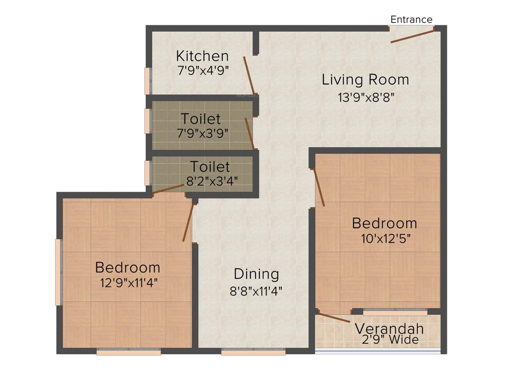Orchid Gangour Residency (2BHK+2T (905 sq ft) 905 sq ft)