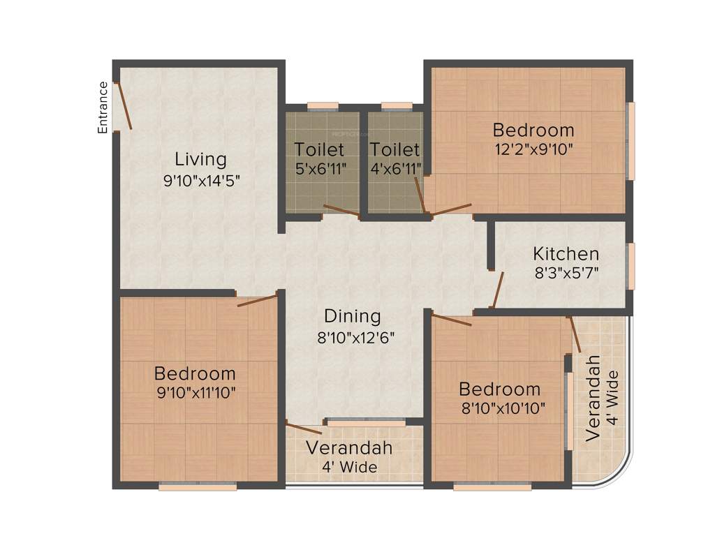 Orchid Gangour Residency (3BHK+2T (1,193 sq ft) 1193 sq ft)