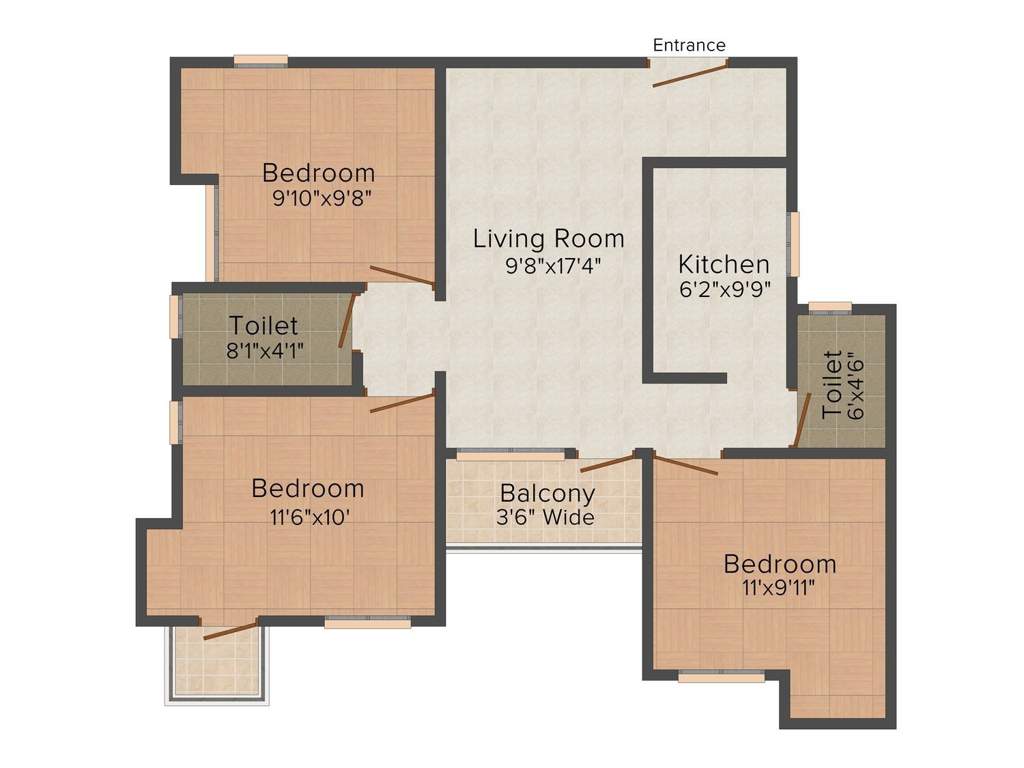 Signum Parkwoods Estate (3BHK+2T (1,066 sq ft) 1066 sq ft)