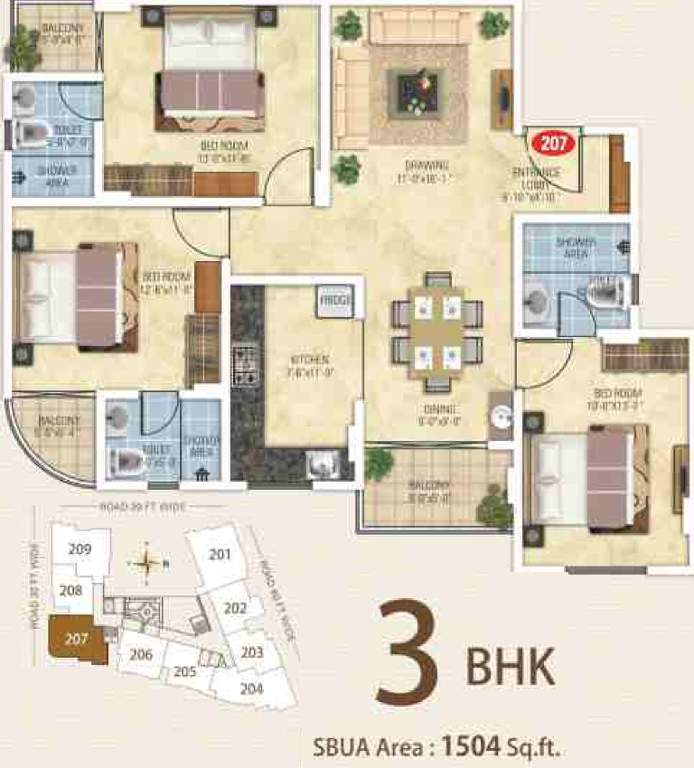 Kotecha Royal Essence (3BHK+3T (1,504 sq ft) 1504 sq ft)