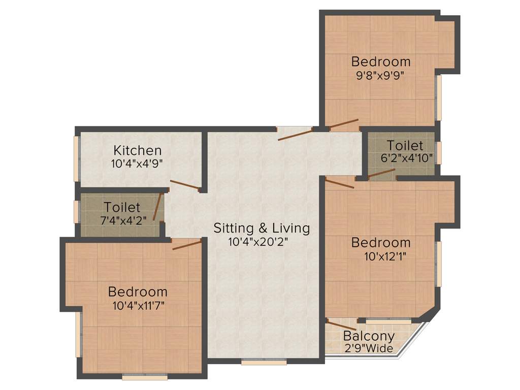 SGA Projects And Ventures Hemlata (3BHK+2T (1,300 sq ft) 1300 sq ft)