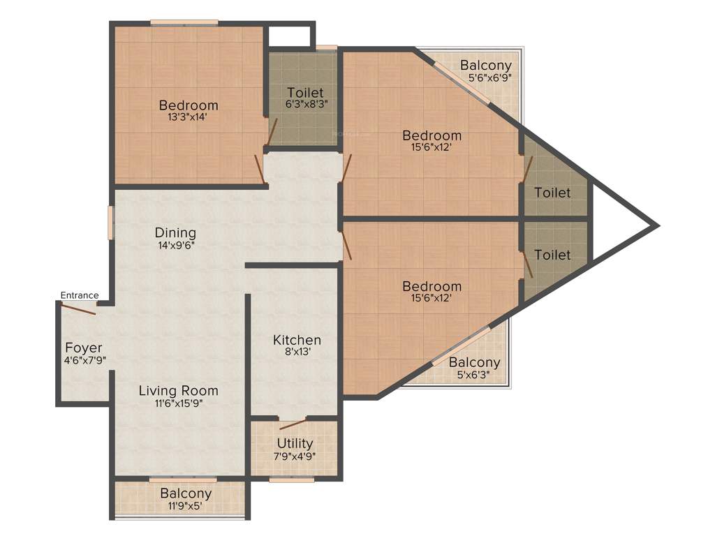 Esteem Splendor II (3BHK+3T (1,890 sq ft) 1890 sq ft)