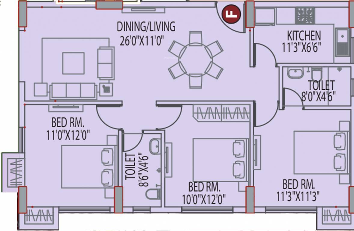 Eden Tolly Signature Plus (3BHK+2T (1,294 sq ft) 1294 sq ft) Eden Tolly Signature Plus (3BHK+2T (1,294 sq ft) 1294 sq ft)