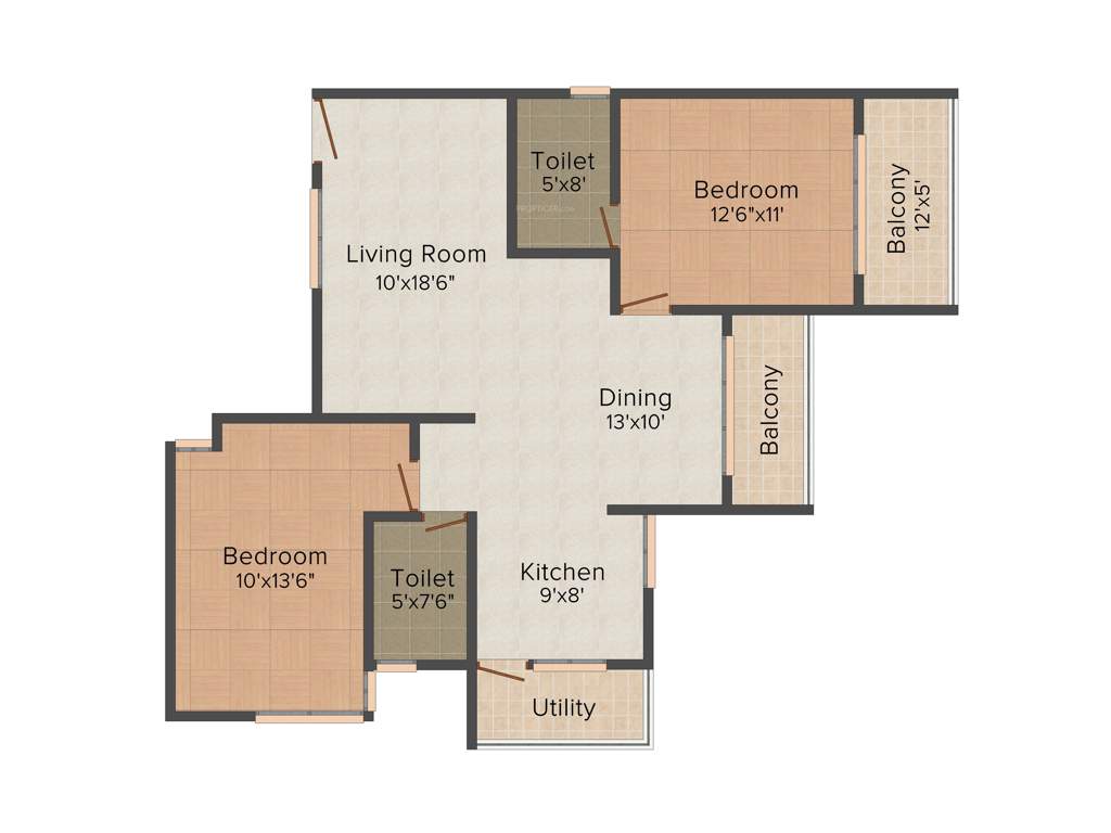 Isha Misty Green (2BHK+2T (1,270 sq ft) 1270 sq ft)