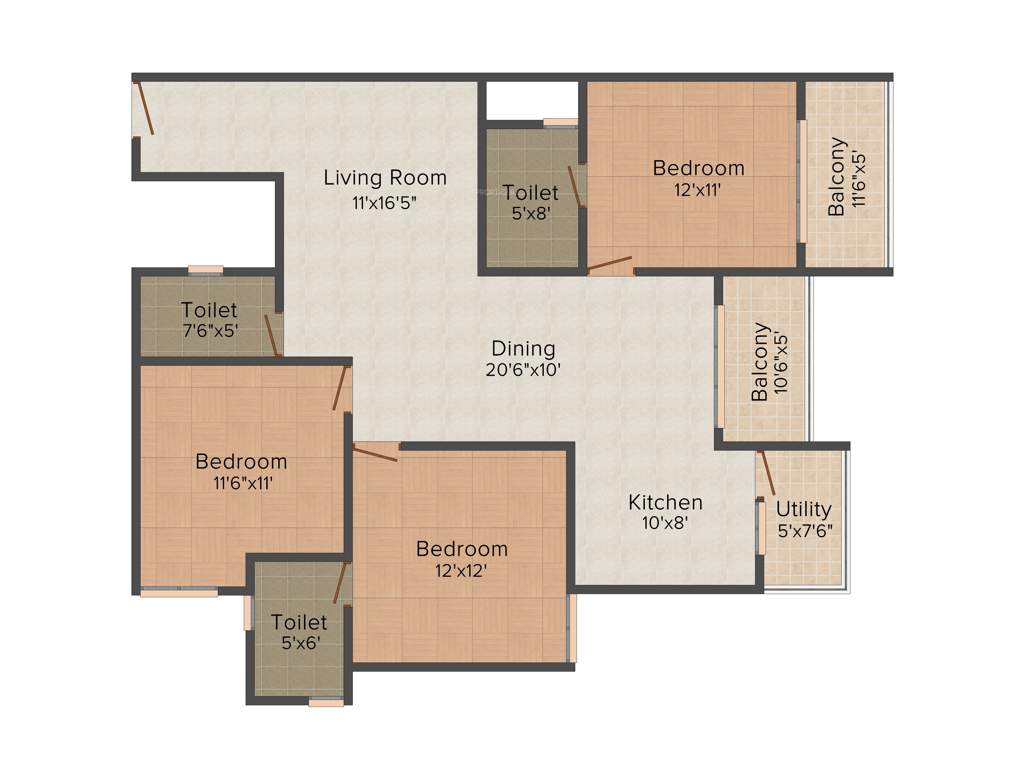 Isha Misty Green (3BHK+3T (1,628 sq ft) 1628 sq ft)