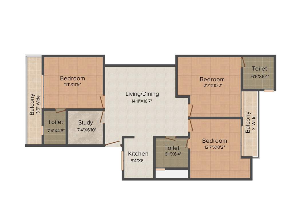 Jyoti Super Village (3BHK+3T (1,358 sq ft) + Study Room 1358 sq ft)