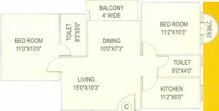 BCN Shyam Vihar Phase II (2BHK+2T (1,033 sq ft) 1033 sq ft)