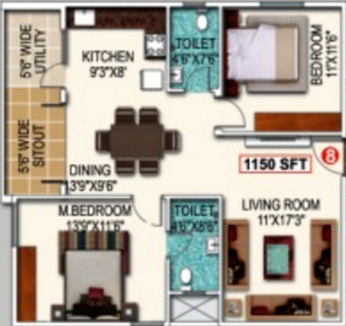Saranya Shantiniketan (2BHK+2T (1,150 sq ft) 1150 sq ft) Saranya Shantiniketan (2BHK+2T (1,150 sq ft) 1150 sq ft)