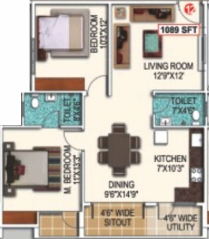 Saranya Shantiniketan (2BHK+2T (1,089 sq ft) 1089 sq ft) Saranya Shantiniketan (2BHK+2T (1,089 sq ft) 1089 sq ft)