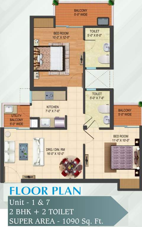 SB Crystal (2BHK+2T (1,090 sq ft) 1090 sq ft)